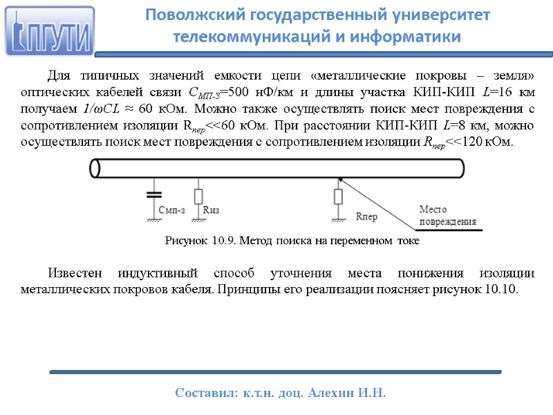 Для типичных значений емкости цепи «металлические покровы – земля» оптических кабелей связи CМП-З=500 нФ/км